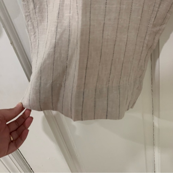 Women’s J Jill Linen Pinstripe Wide Leg Cropped Pants Neutral Coastal Size 14 XL - Picture 3 of 12